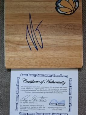 Signed Wood Display Panel with Blue Marker Autograph - Home Other